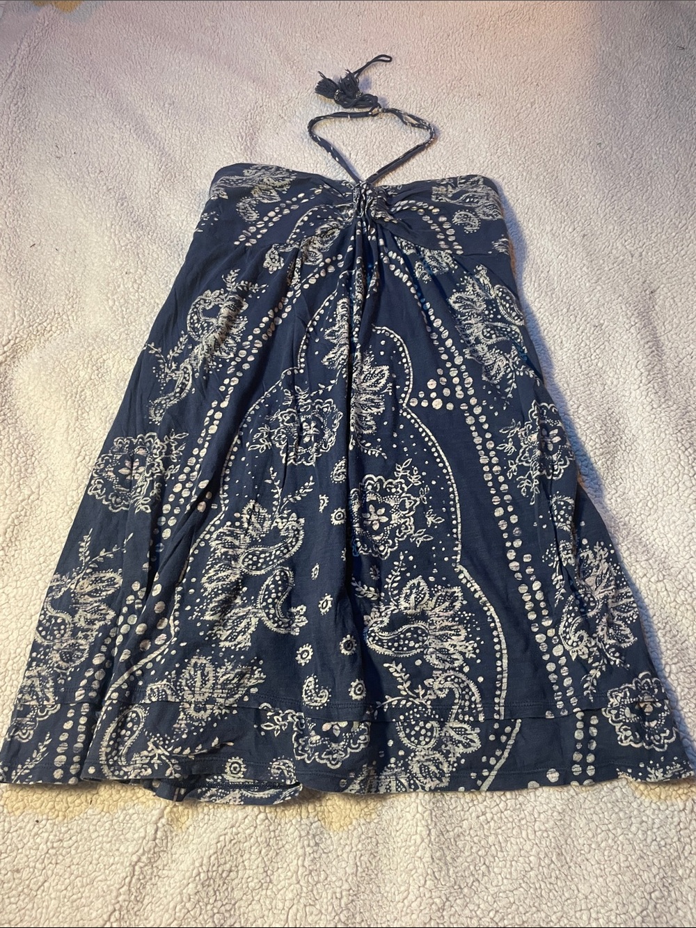 American Eagle Outfitters Navy and White Paisley A-Line Skirt